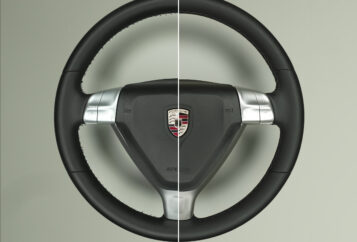 Porsche-Cayman-direksiyon-deri-soyulma-asinma-deformasyon-yenileme-dikme-soft-kaplama-restorasyon.